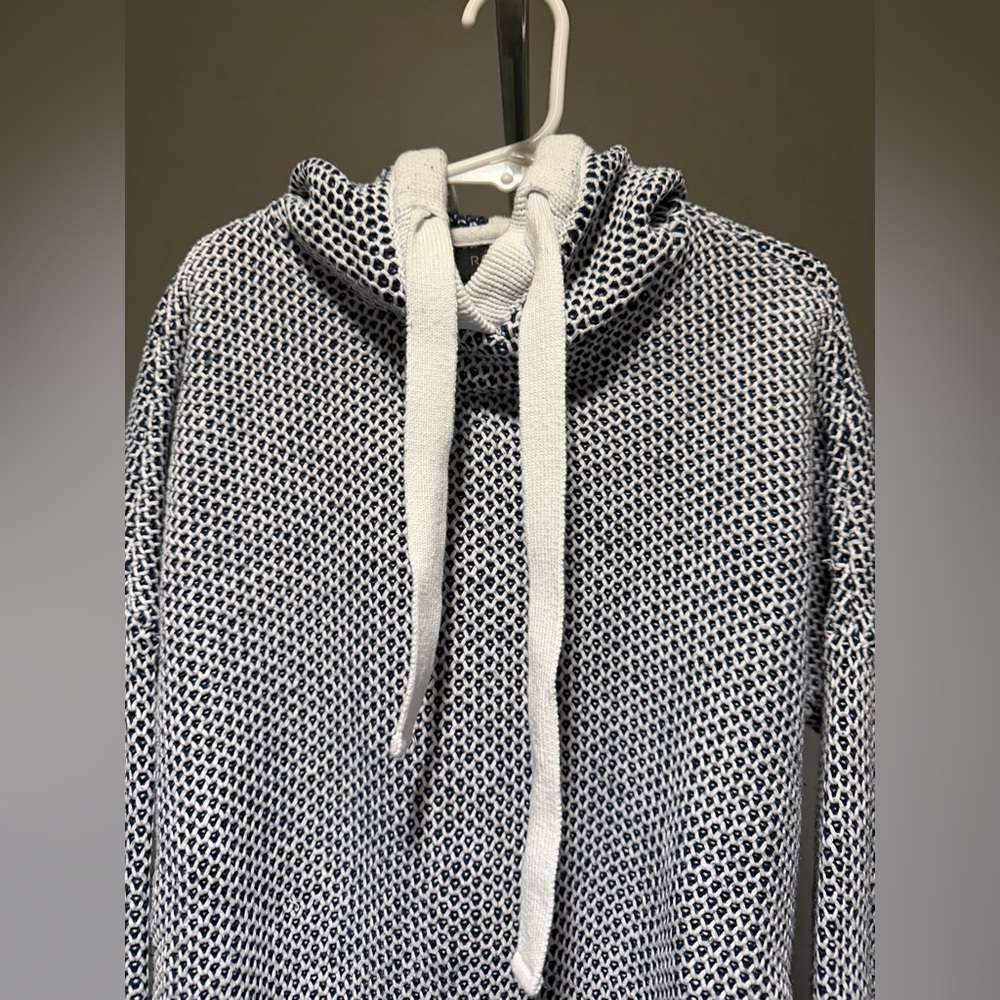 Rachel Zoe Navy and White Knit Hoodie Sweater
